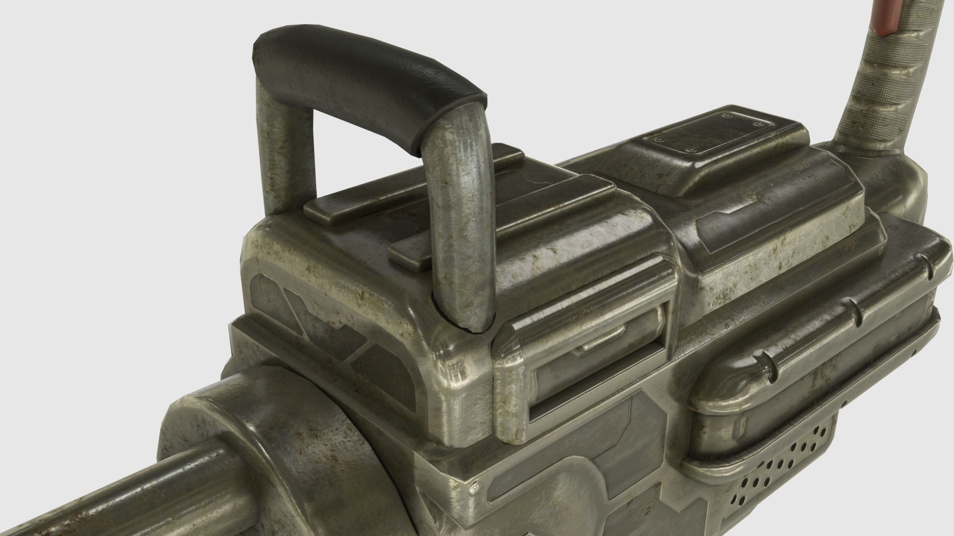 Low Poly Minigun With PBR Materials Low-poly 3D model_8