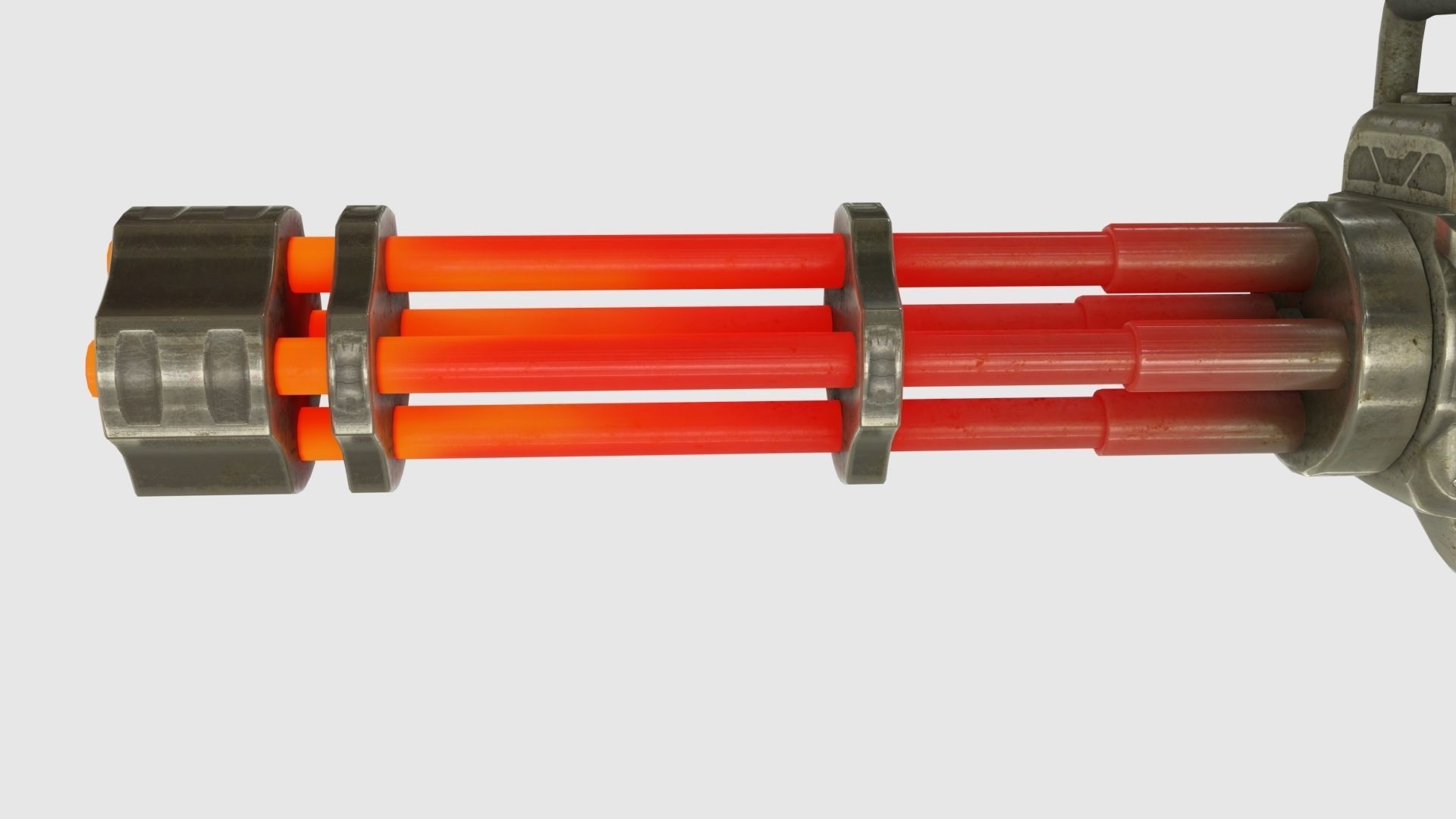 Low Poly Minigun With PBR Materials Low-poly 3D model_11