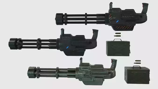 Low Poly Minigun With PBR Materials Low-poly 3D model Low Poly Minigun With PBR Materials Low-poly 3D model