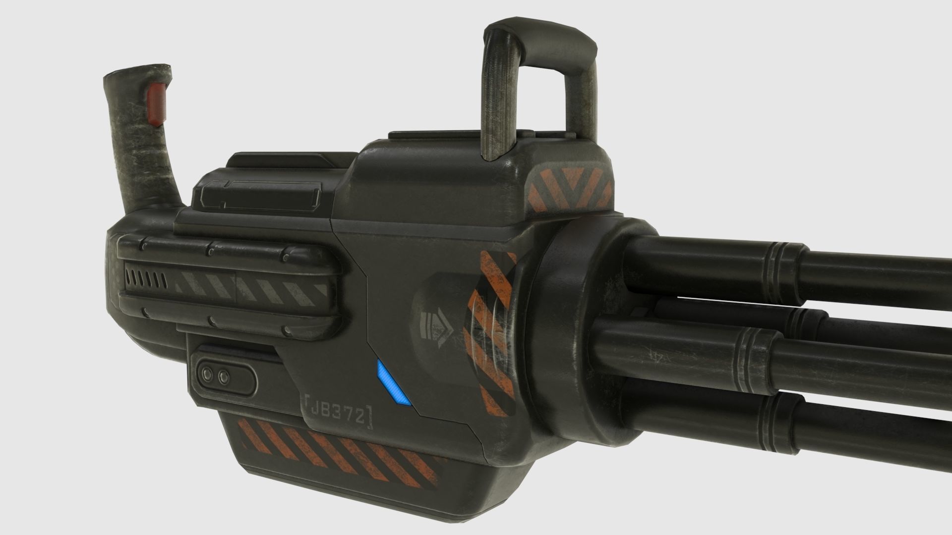 Low Poly Minigun With PBR Materials Low-poly 3D model_14