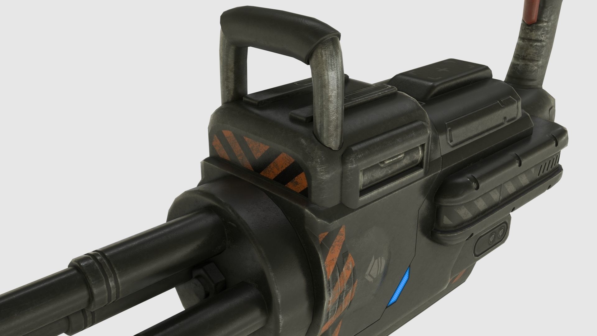 Low Poly Minigun With PBR Materials Low-poly 3D model_15