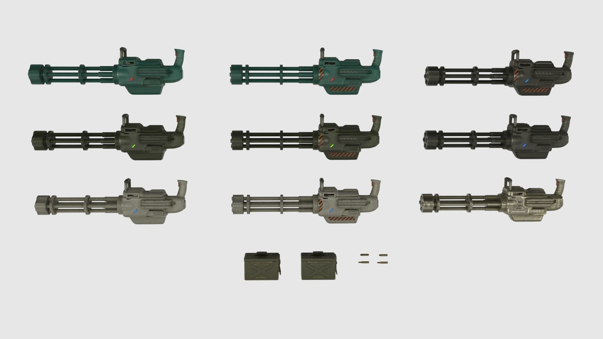 Low Poly Minigun With PBR Materials Low-poly 3D model_30