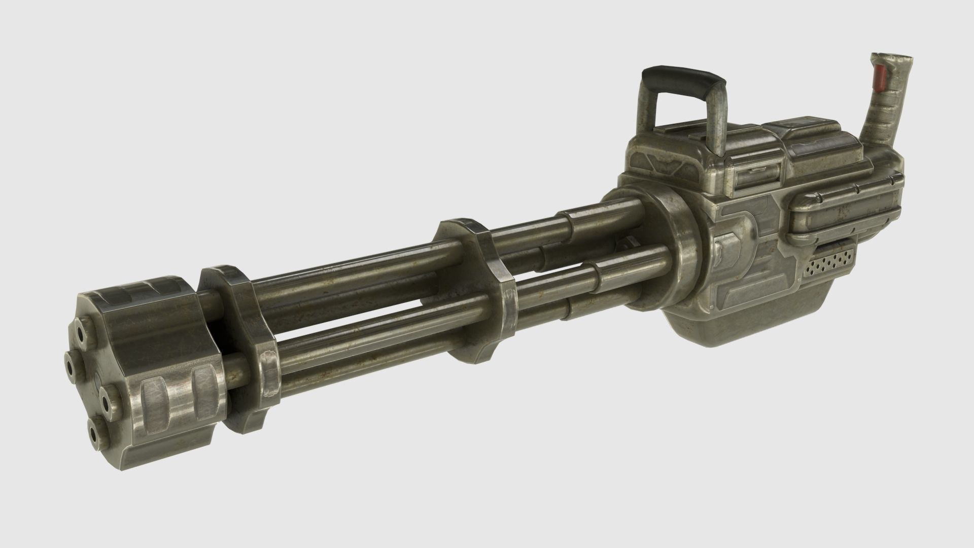 Low Poly Minigun With PBR Materials Low-poly 3D model_2
