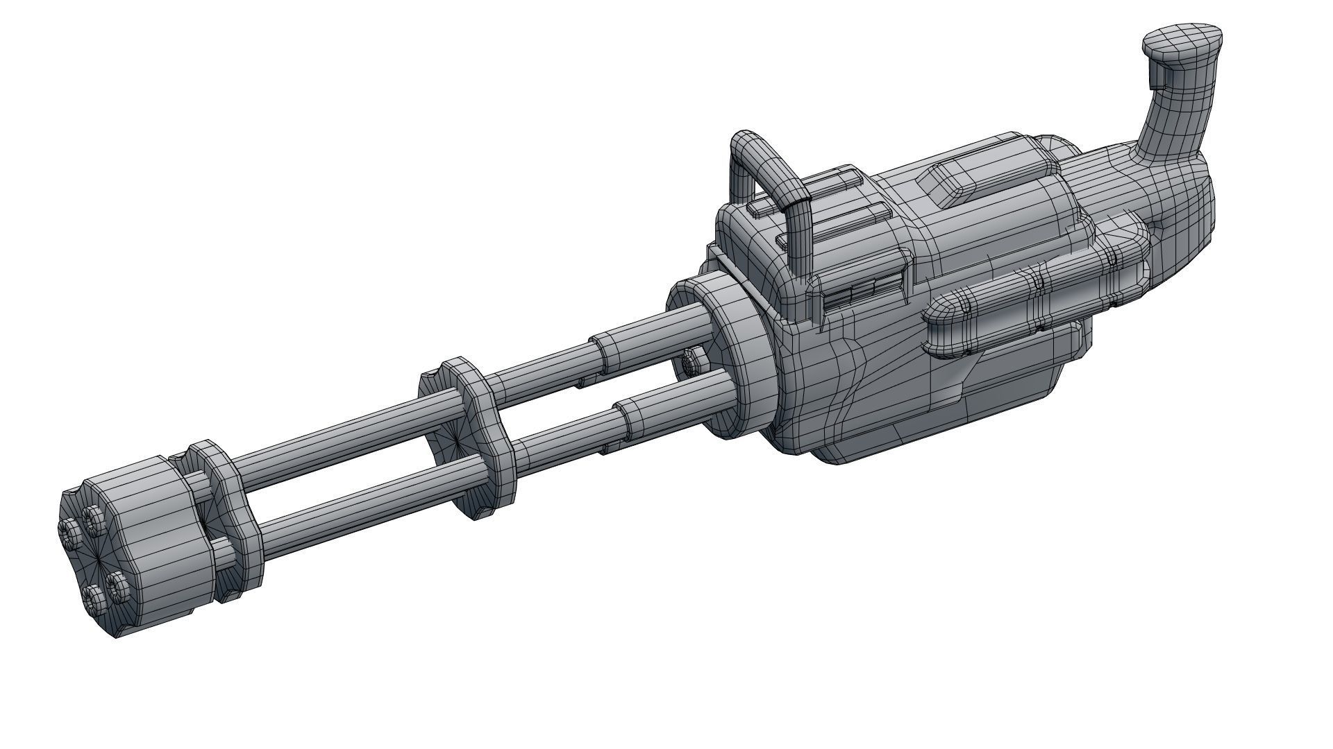 Low Poly Minigun With PBR Materials Low-poly 3D model_31