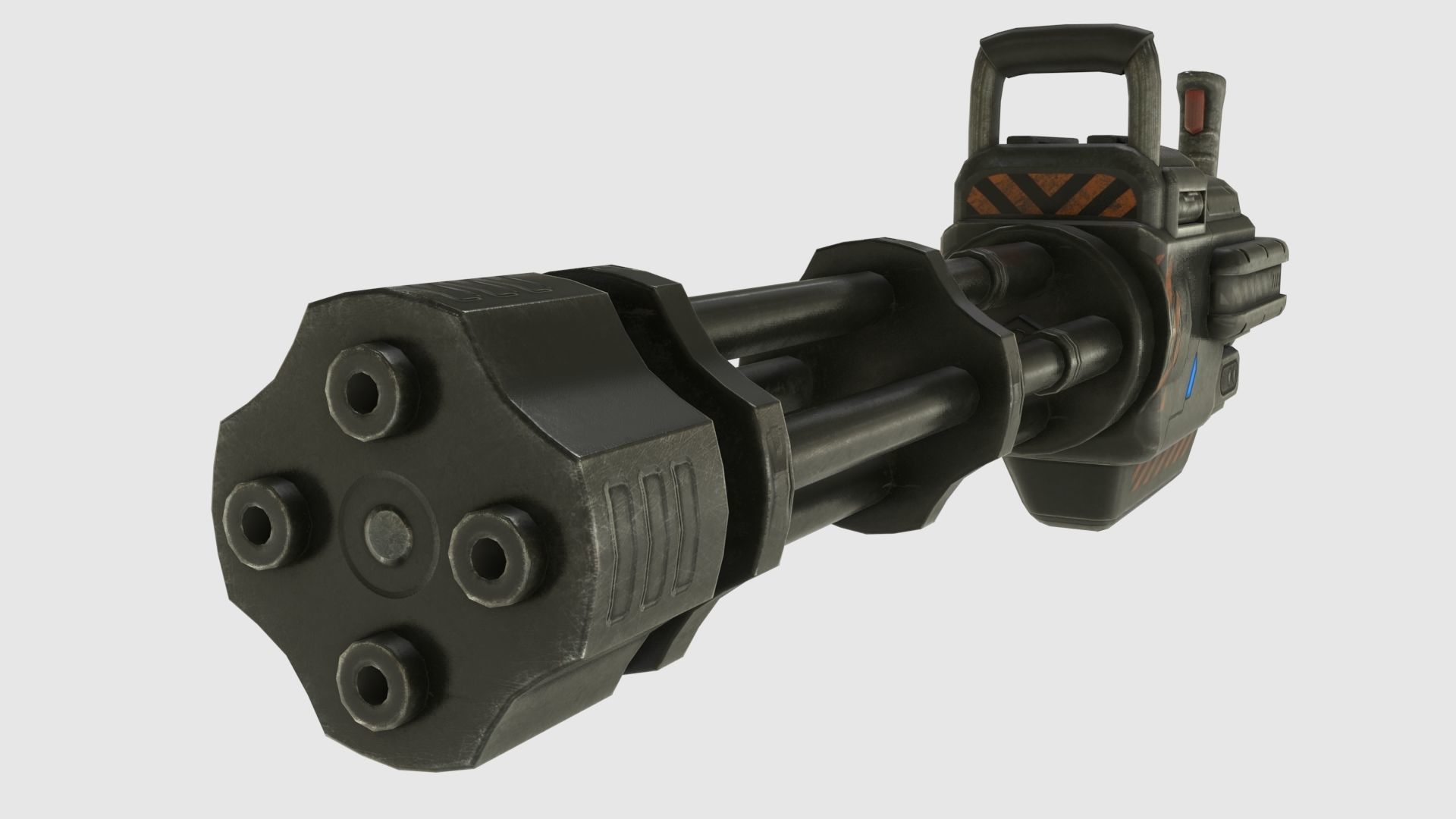 Low Poly Minigun With PBR Materials Low-poly 3D model_13