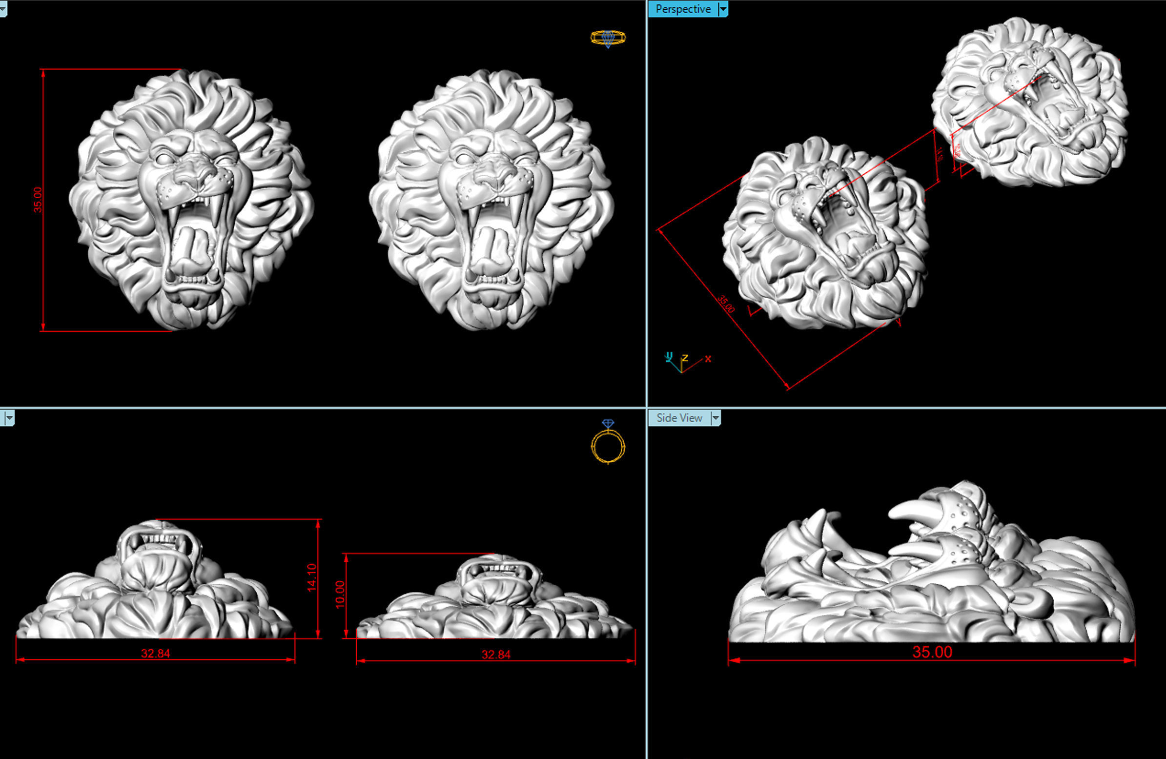 Roaring Lion Head 3D print model_8