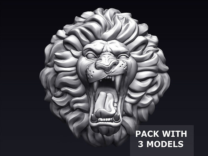 Roaring Lion Head 3D print model