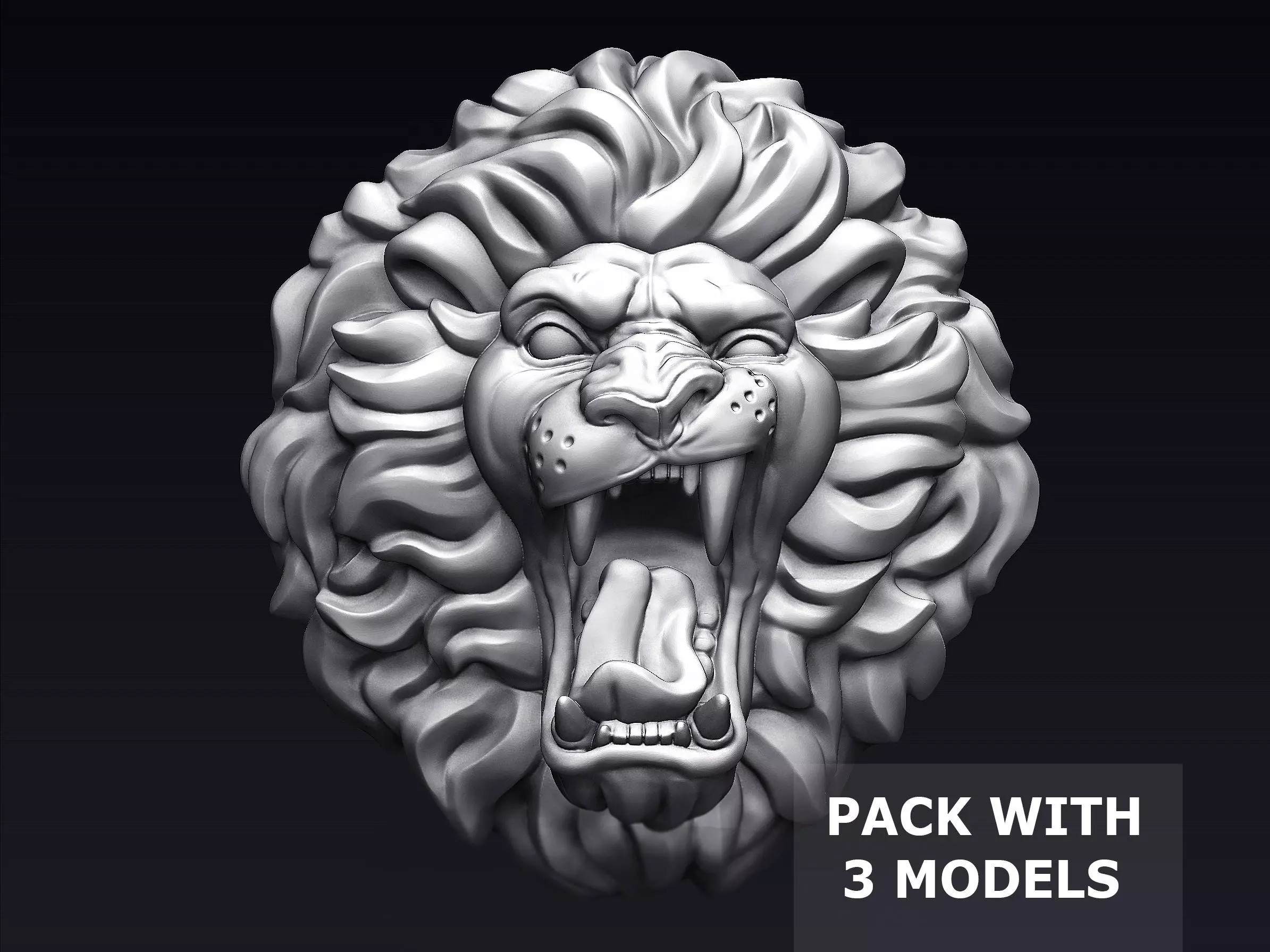 Roaring Lion Head 3D print model_0