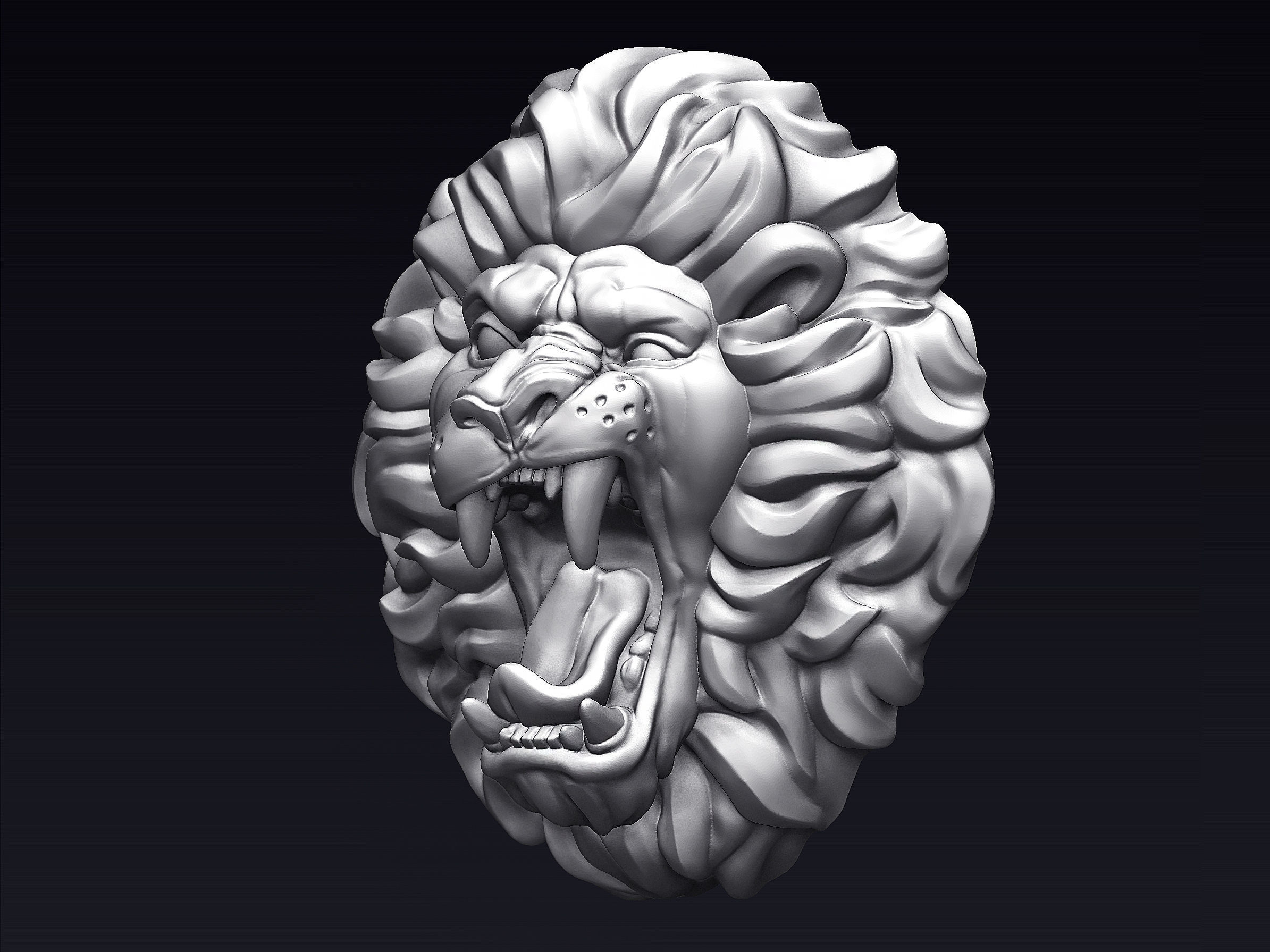 Roaring Lion Head 3D print model_2