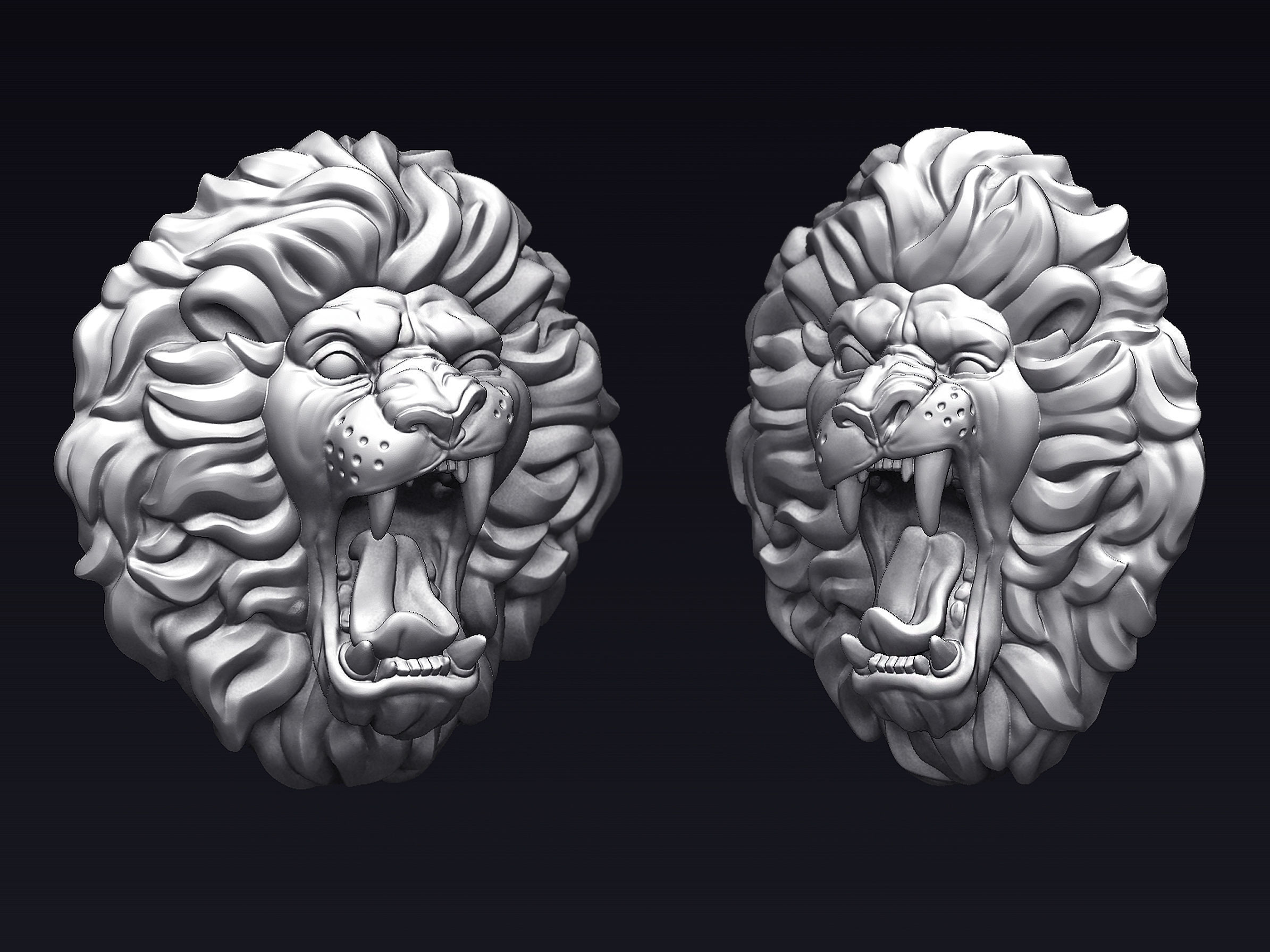 Roaring Lion Head 3D print model_4