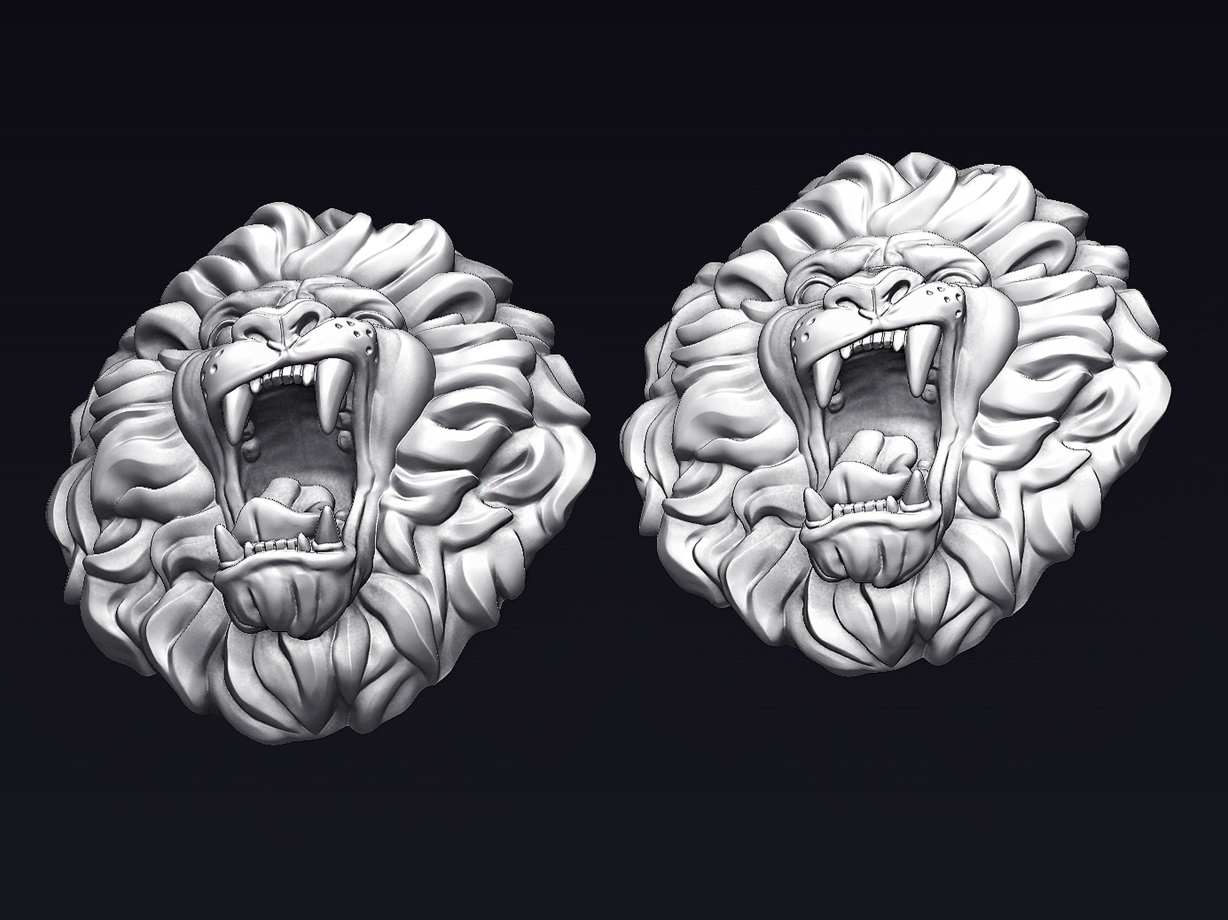 Roaring Lion Head 3D print model_5