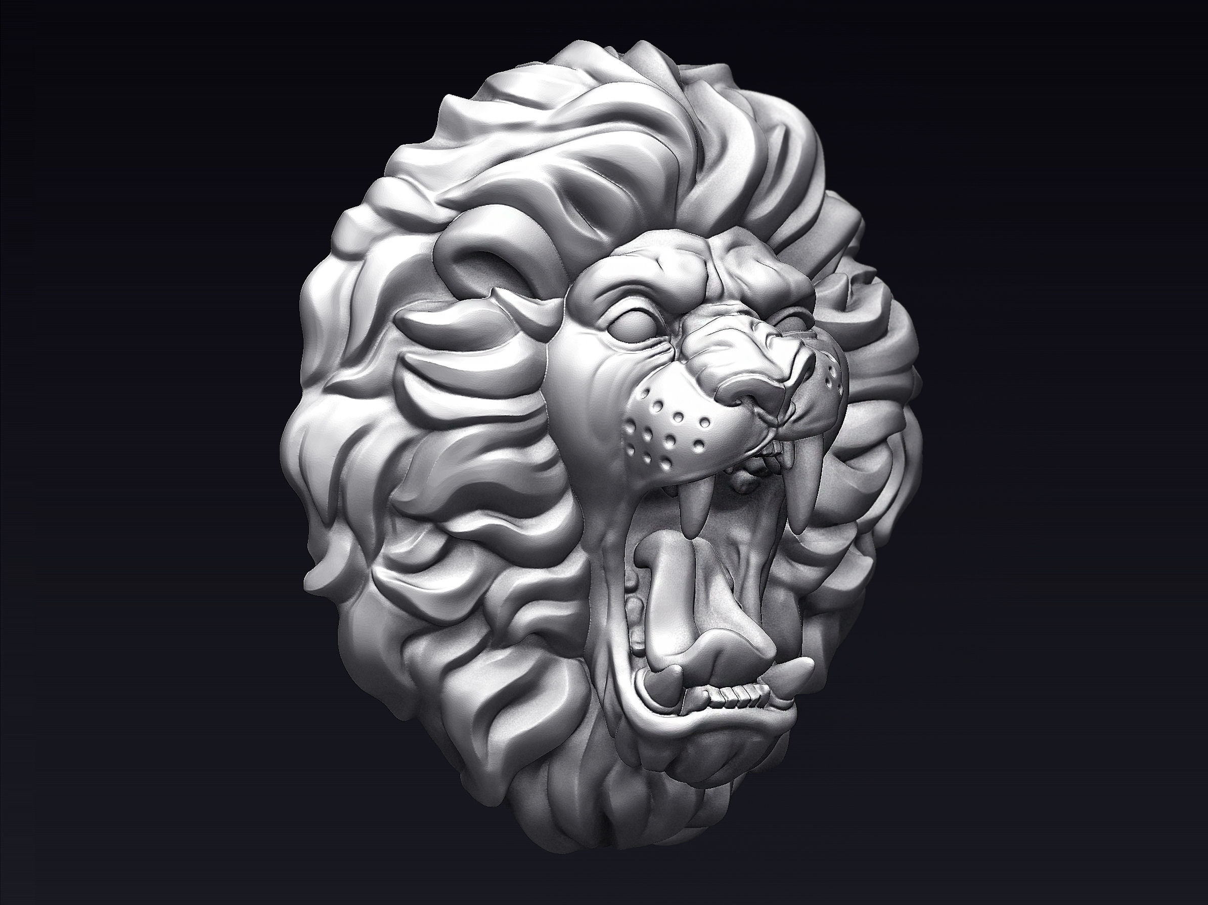 Roaring Lion Head 3D print model_1