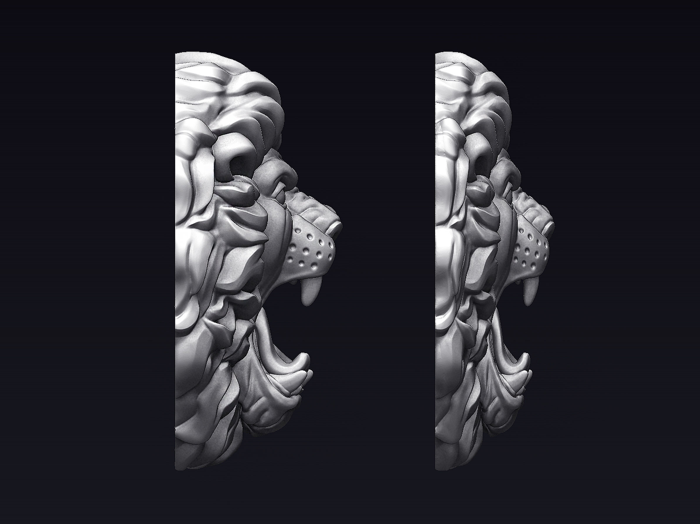 Roaring Lion Head 3D print model_6