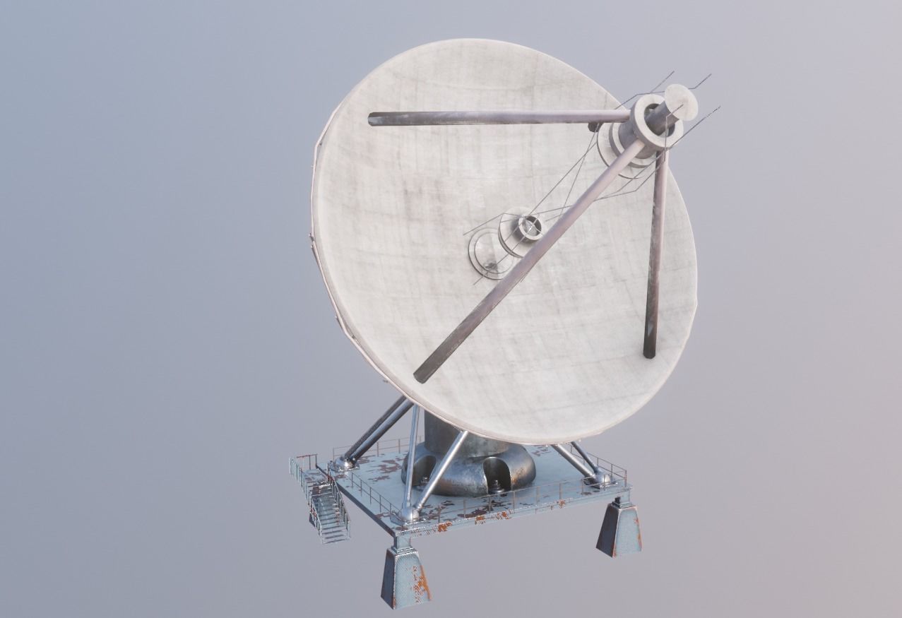 communication satellite dish Low-poly 3D model_9