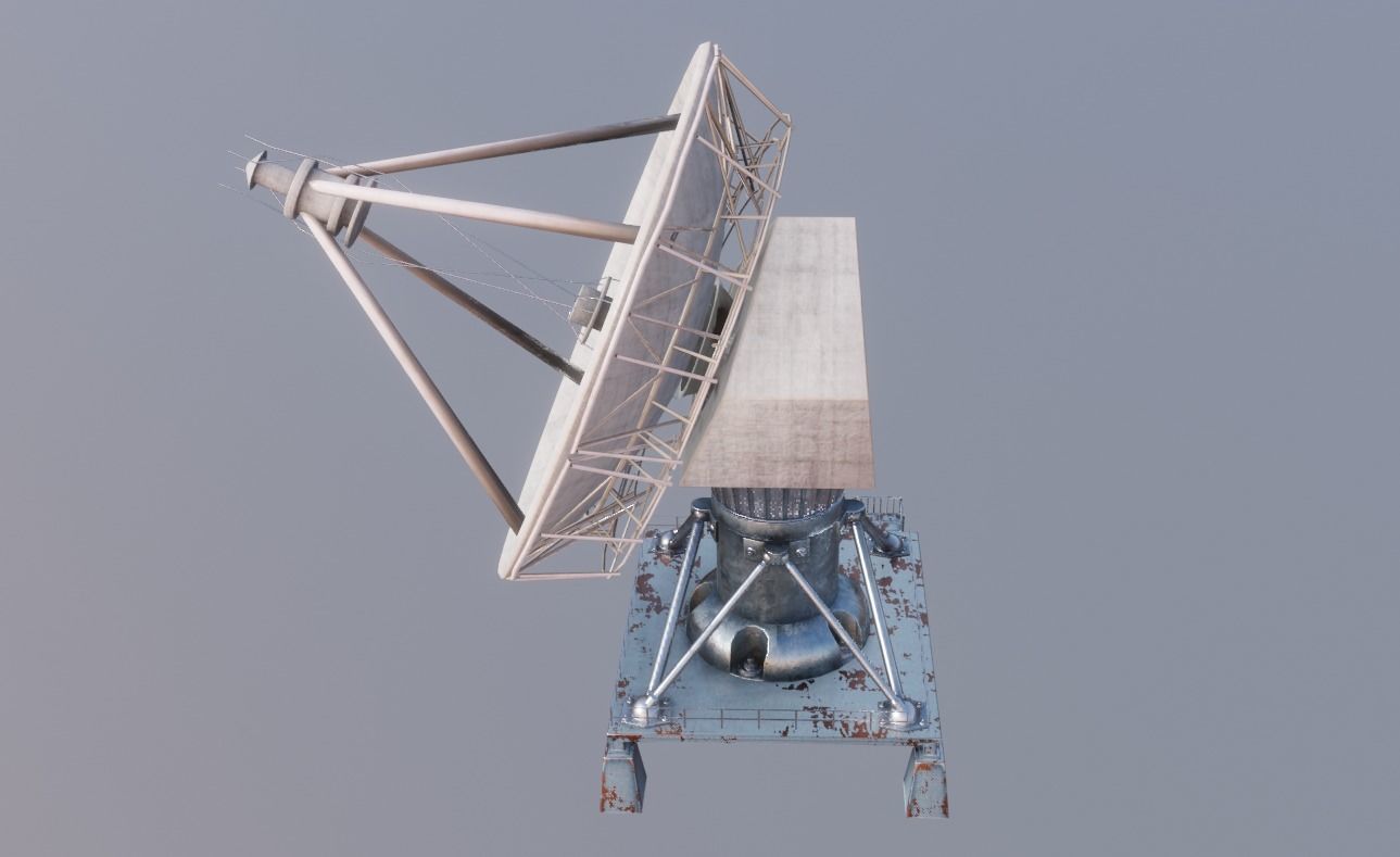 communication satellite dish Low-poly 3D model_4