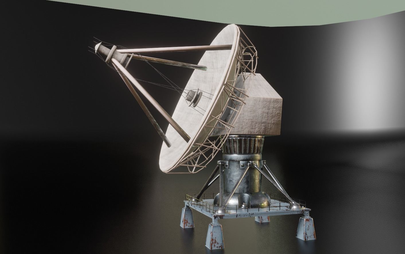 communication satellite dish Low-poly 3D model_2