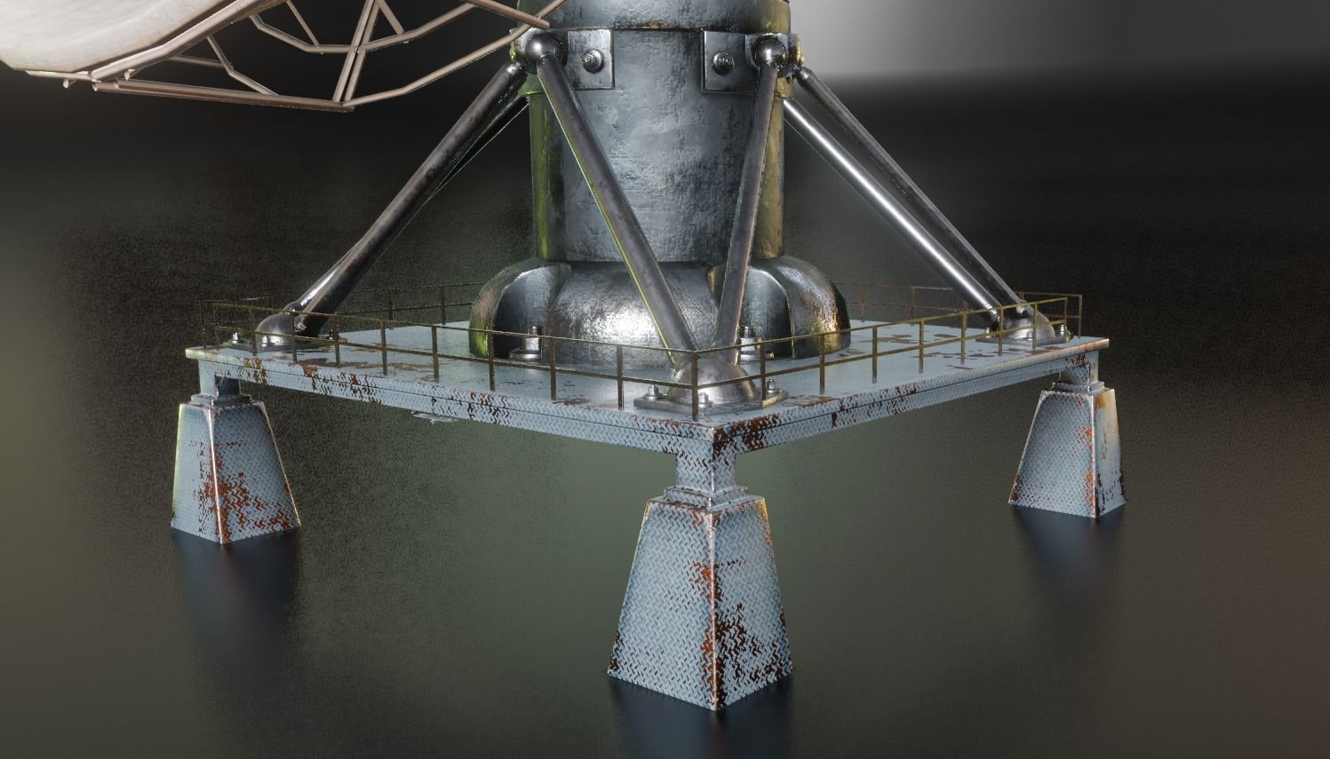 communication satellite dish Low-poly 3D model_1