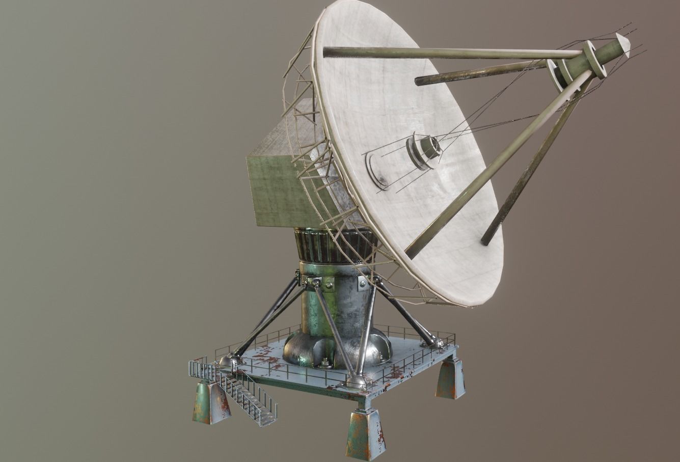 communication satellite dish Low-poly 3D model_7