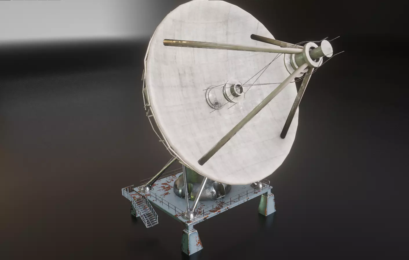 communication satellite dish Low-poly 3D model_0