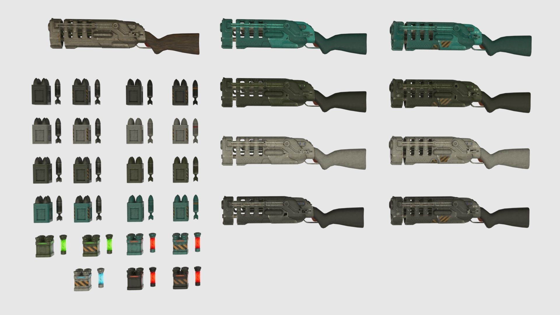 Low Poly Plasma Rifle and RPG Launcher With PBR Materials Low-poly 3D model_25