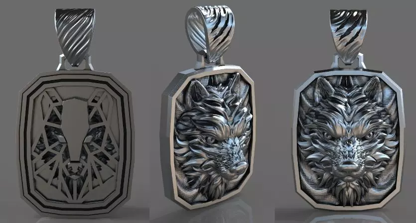 wolf pendant 3D print model_0