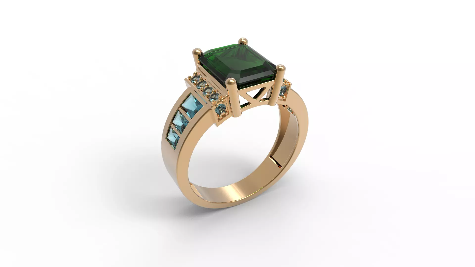 Emerald  Princess ring 3D print model_0
