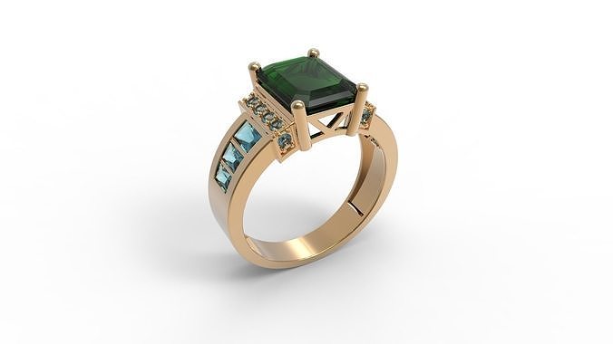 Emerald  Princess ring 3D print model