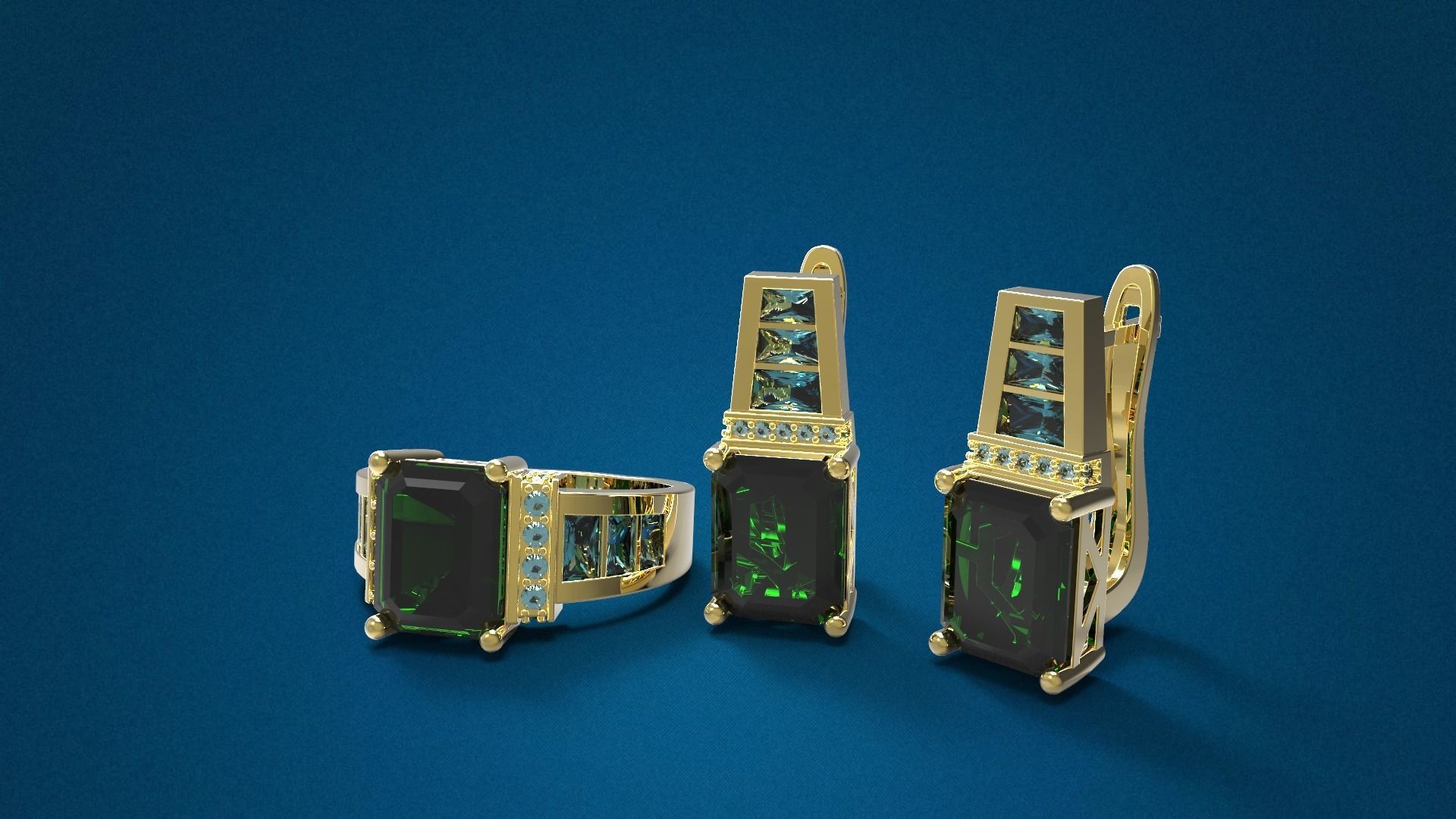 Emerald  Princess ring 3D print model_5