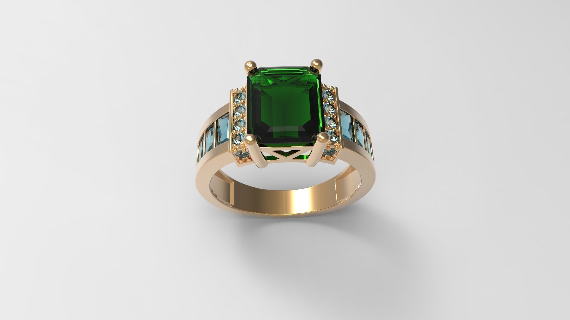 Emerald  Princess ring 3D print model_3