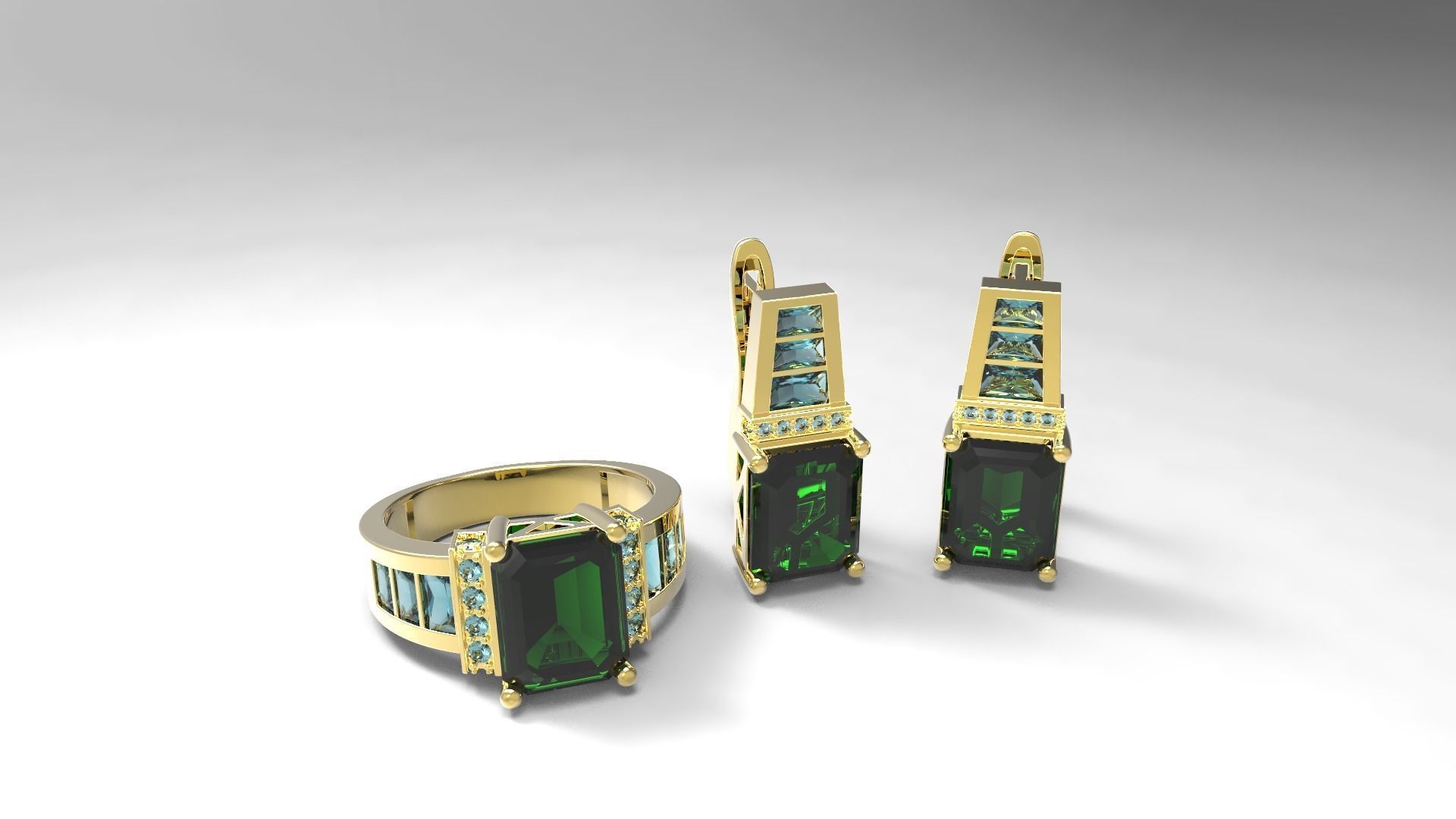 Emerald  Princess ring 3D print model_6