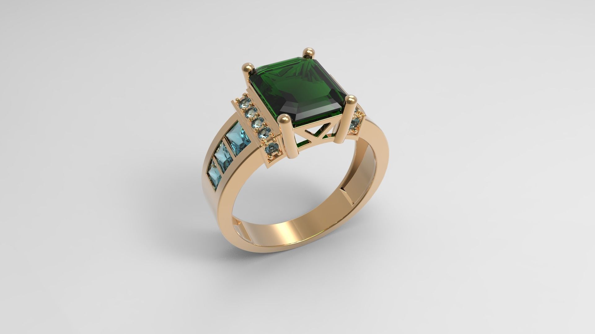 Emerald  Princess ring 3D print model_2