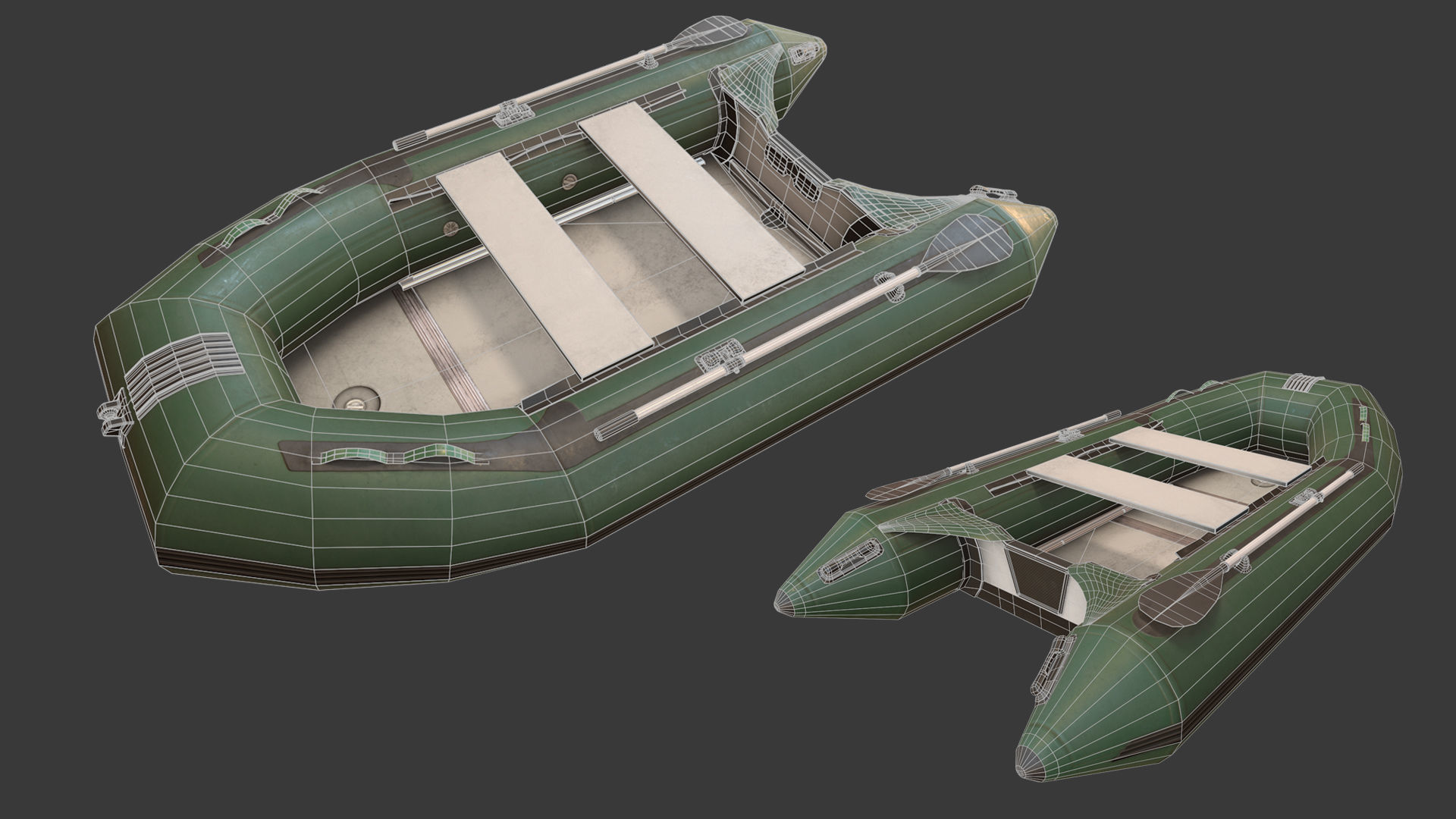 Inflatable Boat game asset Low-poly 3D model_4