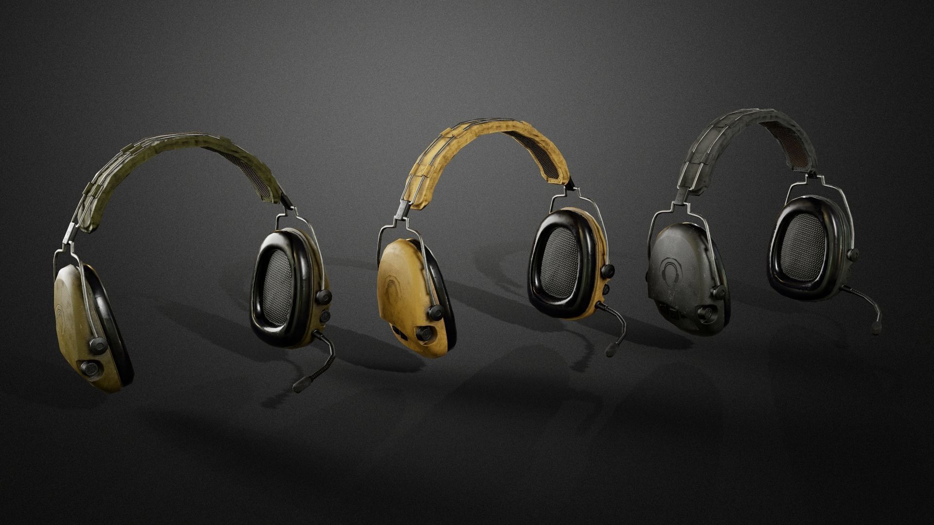 Combat headphones Low-poly 3D model_5