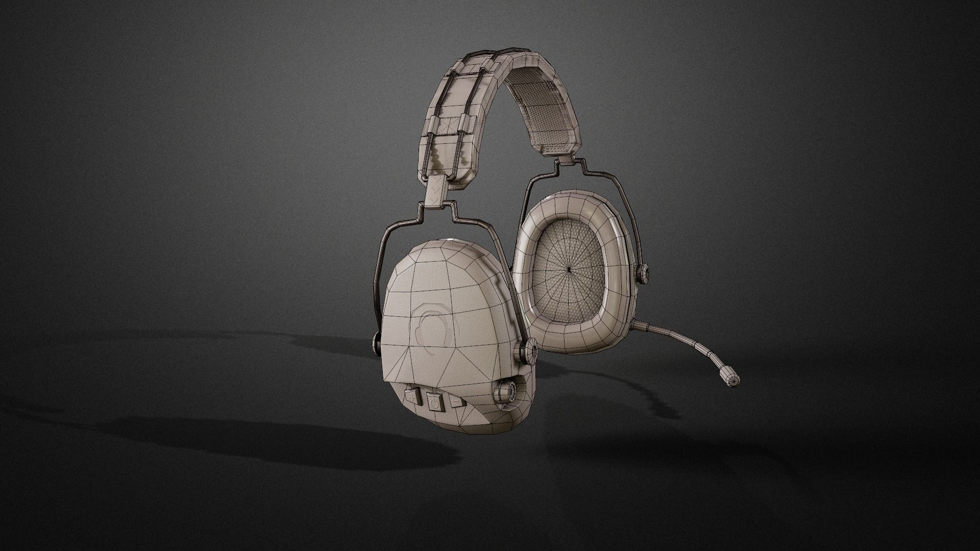 Combat headphones Low-poly 3D model_15