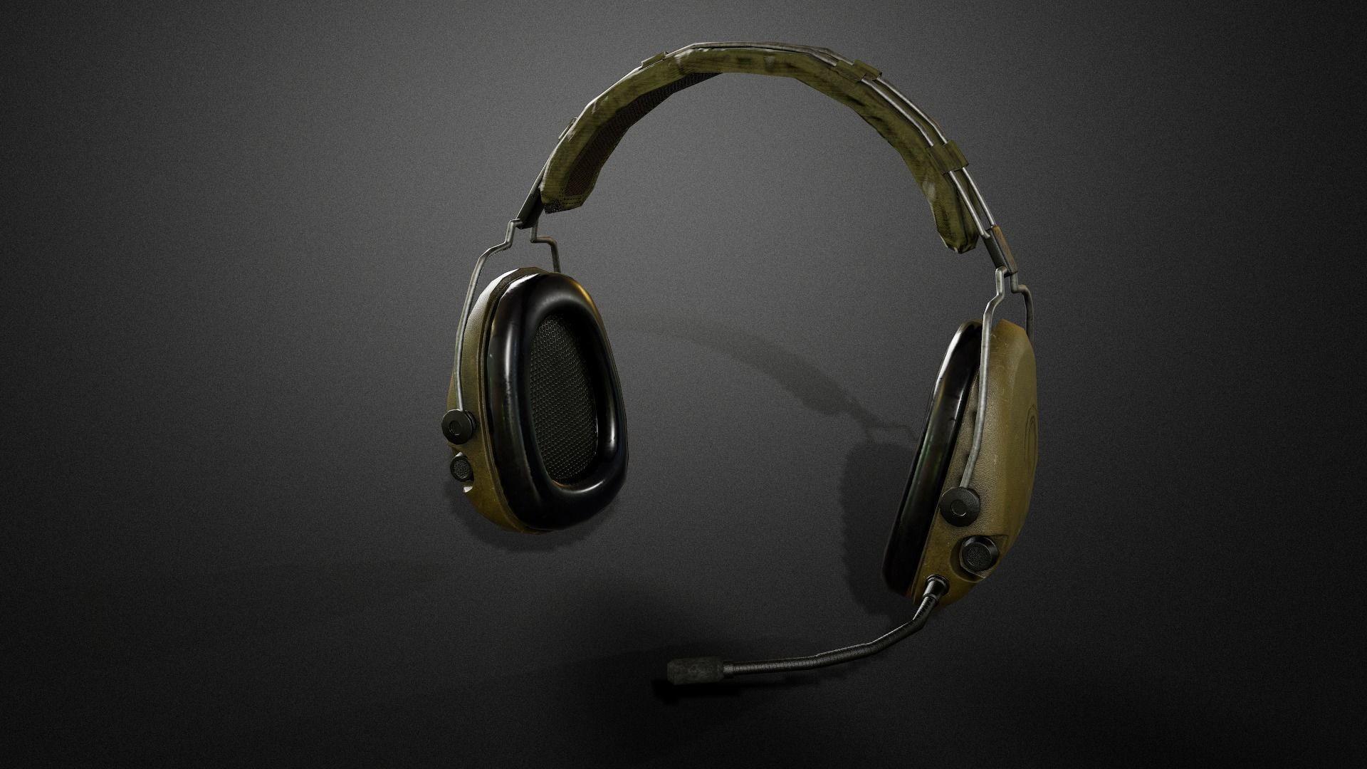 Combat headphones Low-poly 3D model_1