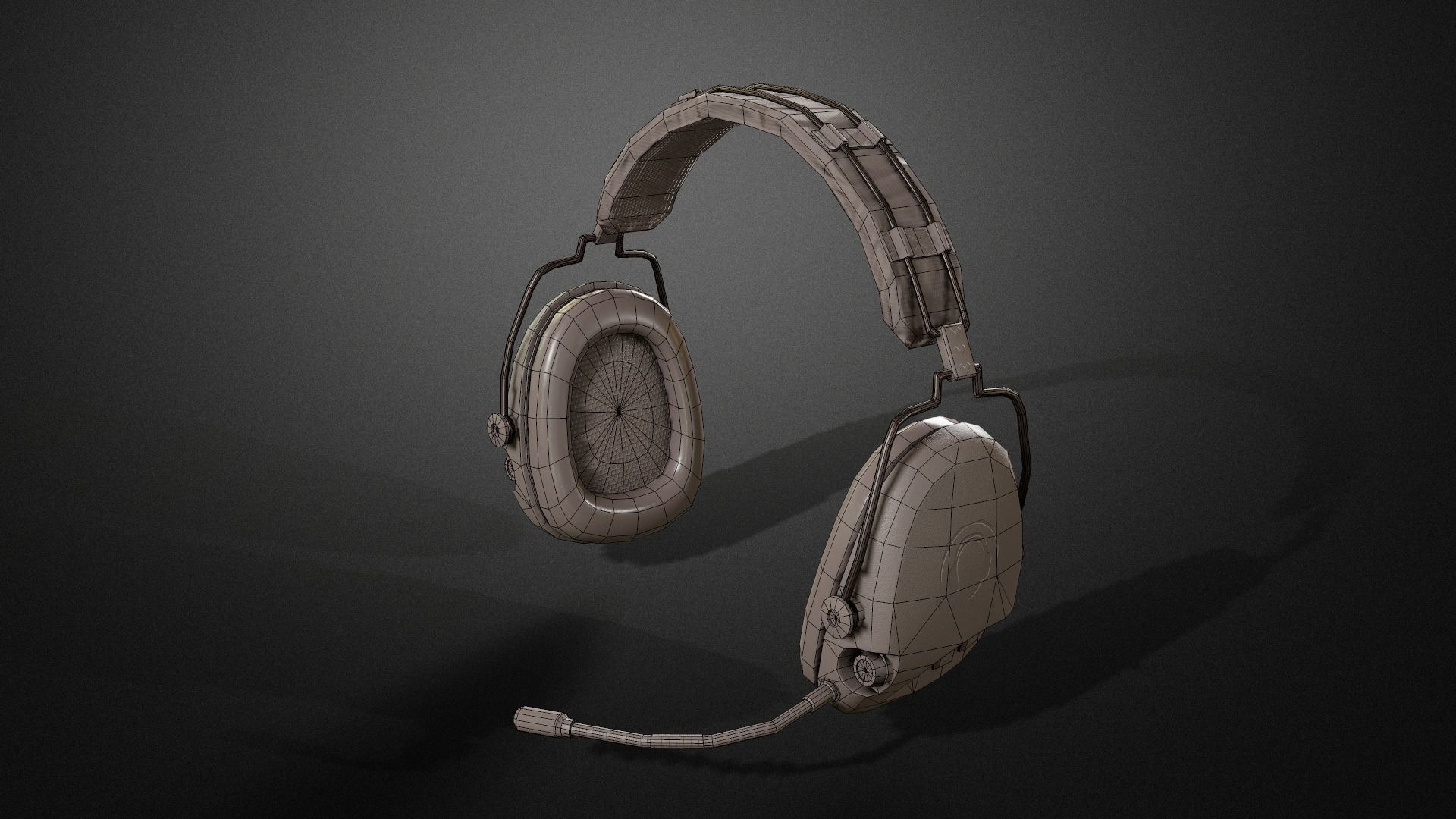 Combat headphones Low-poly 3D model_14