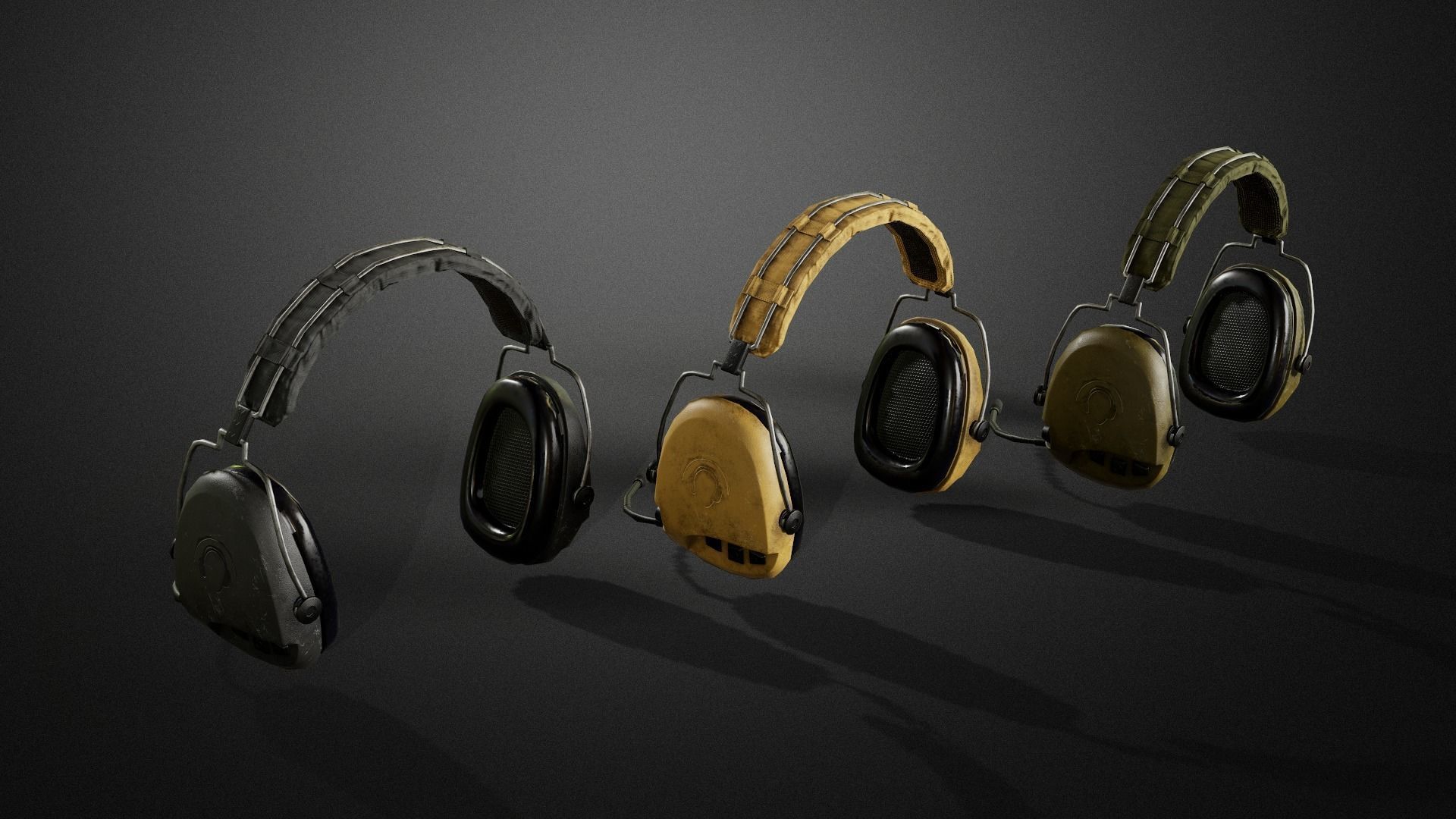 Combat headphones Low-poly 3D model_6