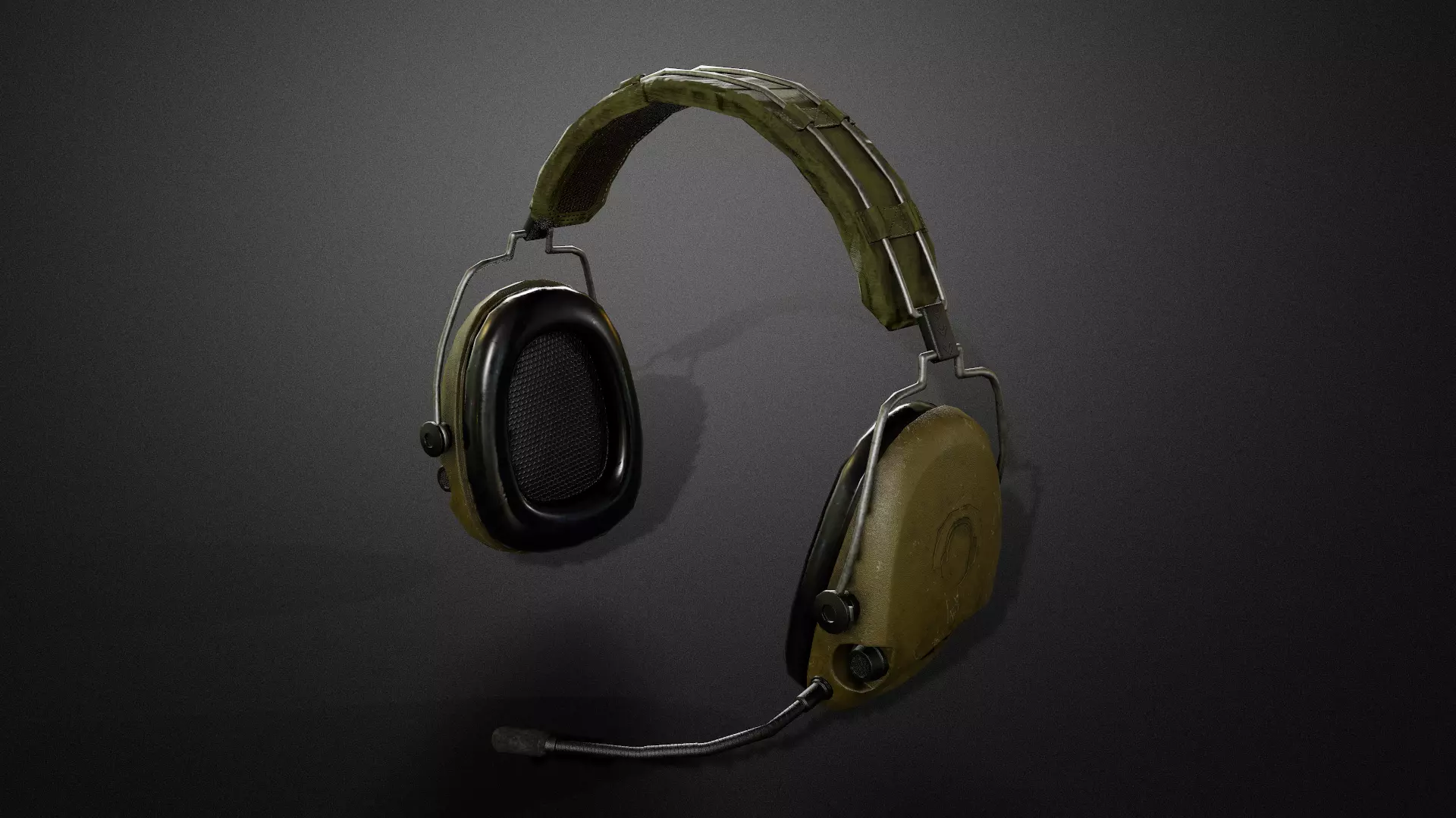 Combat headphones Low-poly 3D model_0