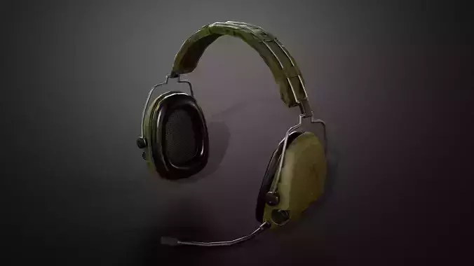 Combat headphones Low-poly 3D model