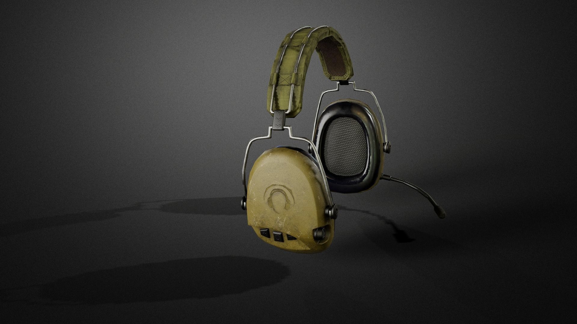 Combat headphones Low-poly 3D model_2