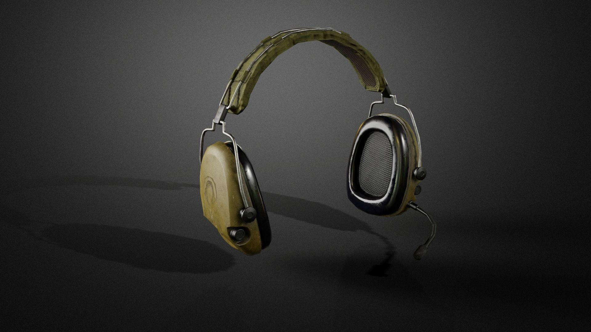 Combat headphones Low-poly 3D model_3