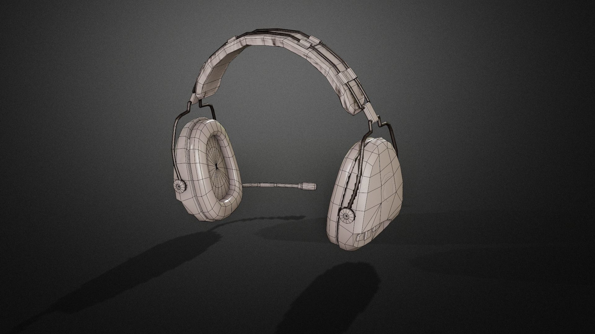 Combat headphones Low-poly 3D model_13