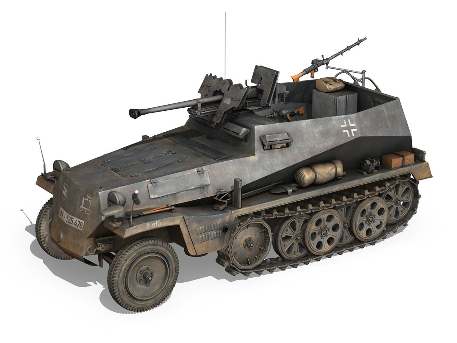 SD KFZ 250 Halftruck with sPzB 41 2 SS-PzDiv 3D model_2