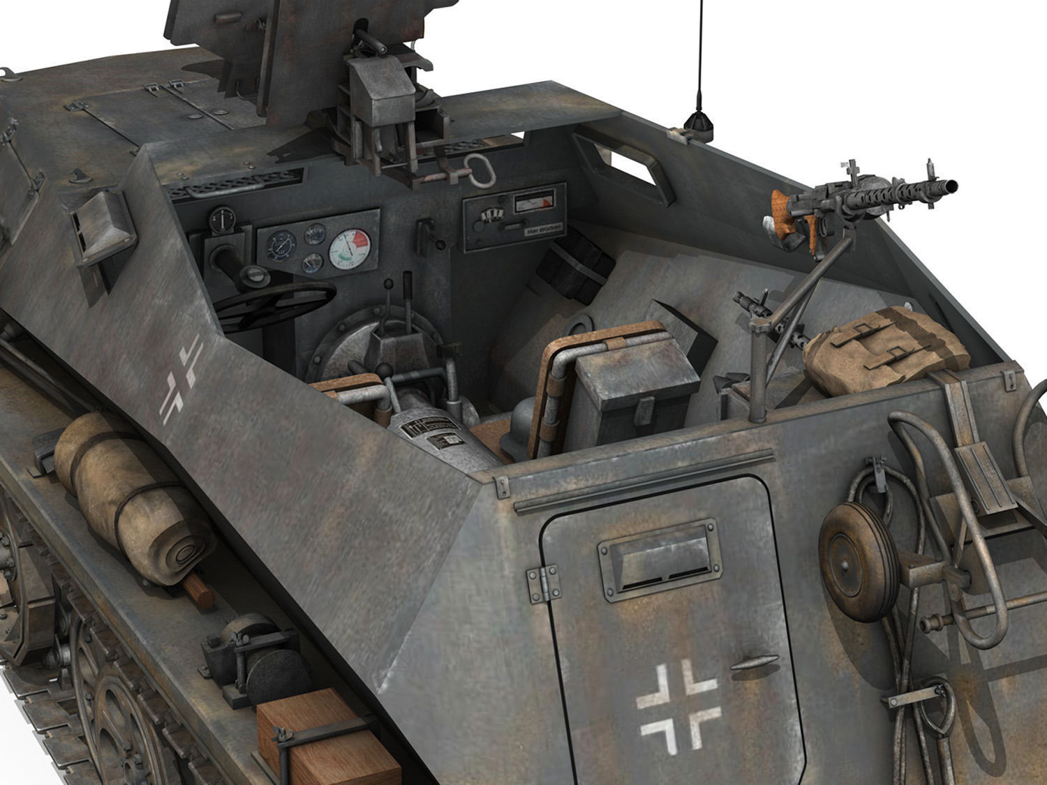 SD KFZ 250 Halftruck with sPzB 41 2 SS-PzDiv 3D model_8