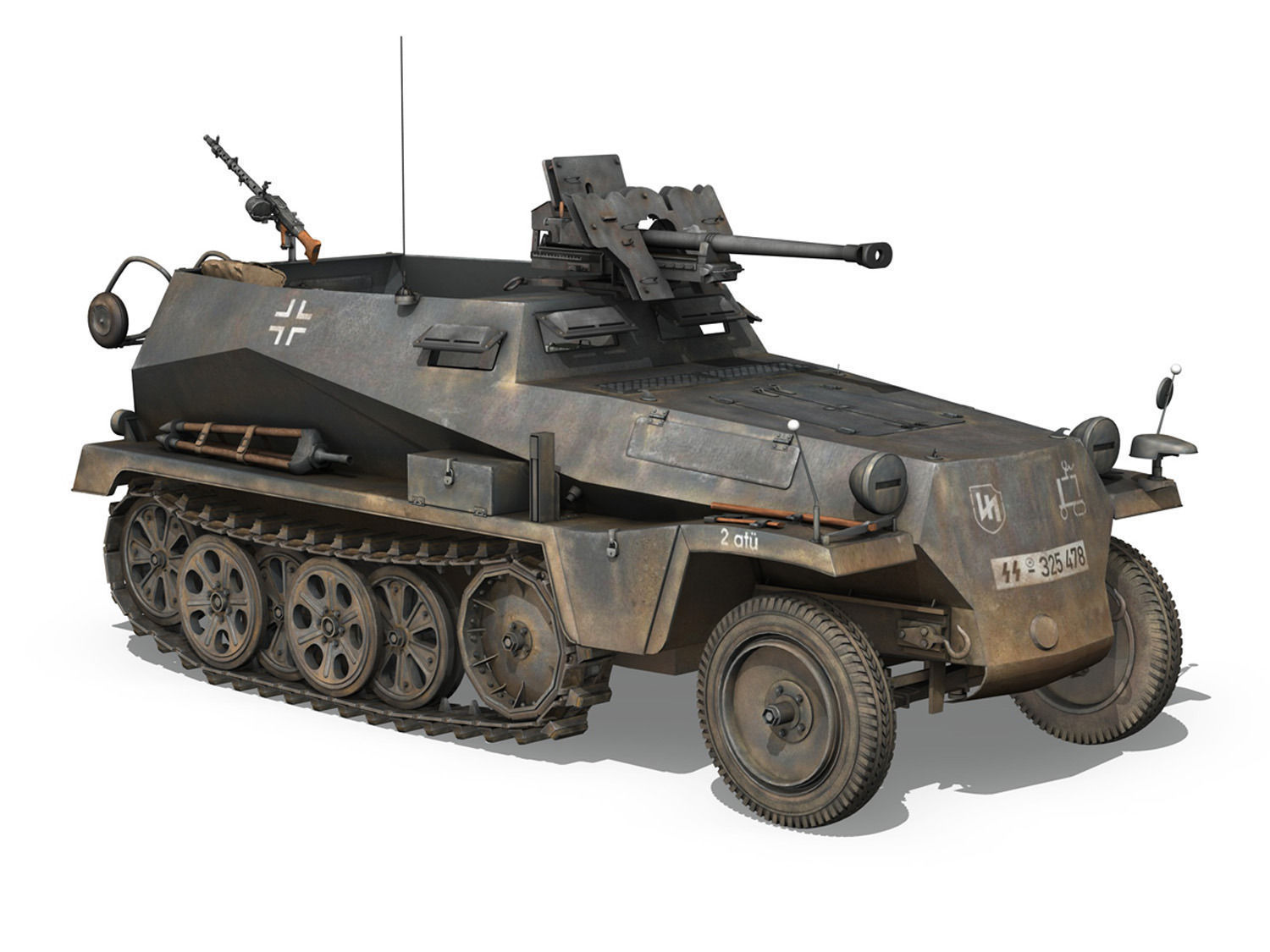 SD KFZ 250 Halftruck with sPzB 41 2 SS-PzDiv 3D model_6