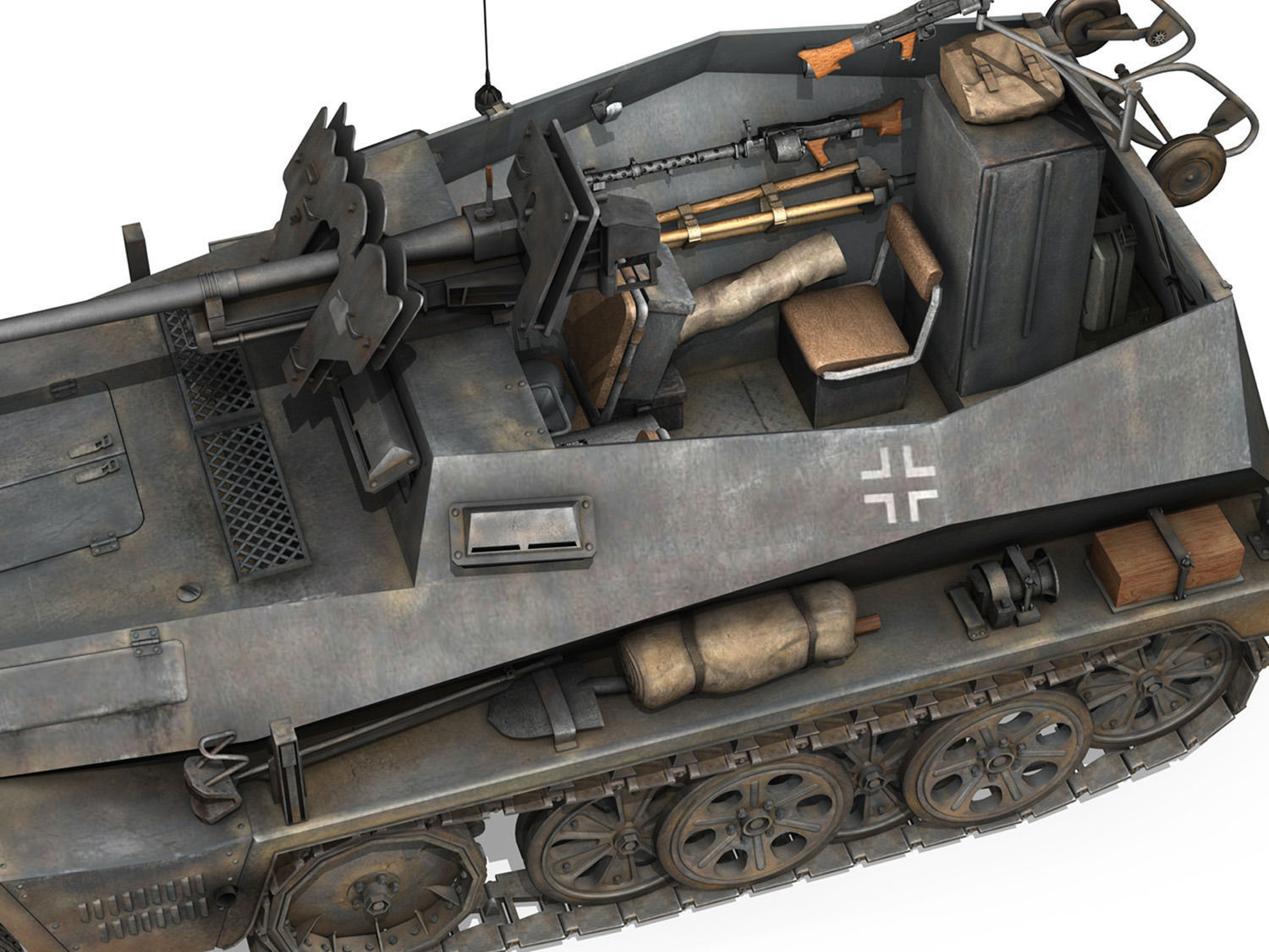 SD KFZ 250 Halftruck with sPzB 41 2 SS-PzDiv 3D model_9