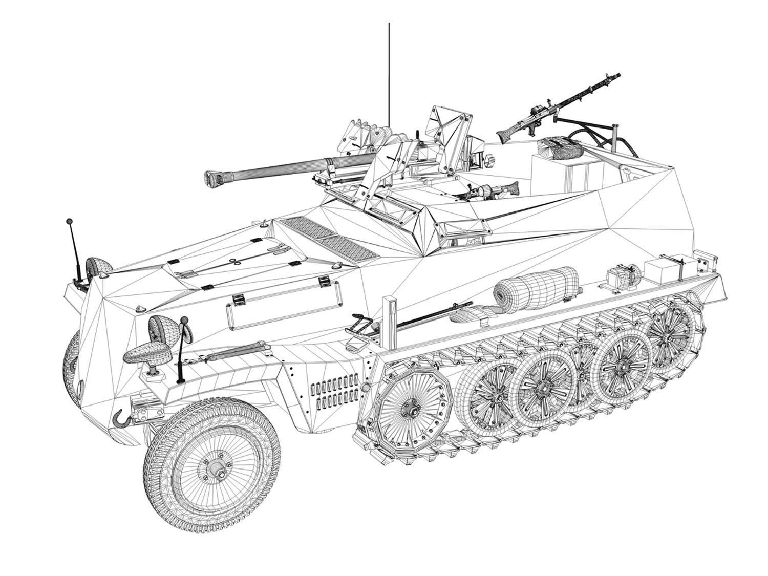 SD KFZ 250 Halftruck with sPzB 41 2 SS-PzDiv 3D model_12