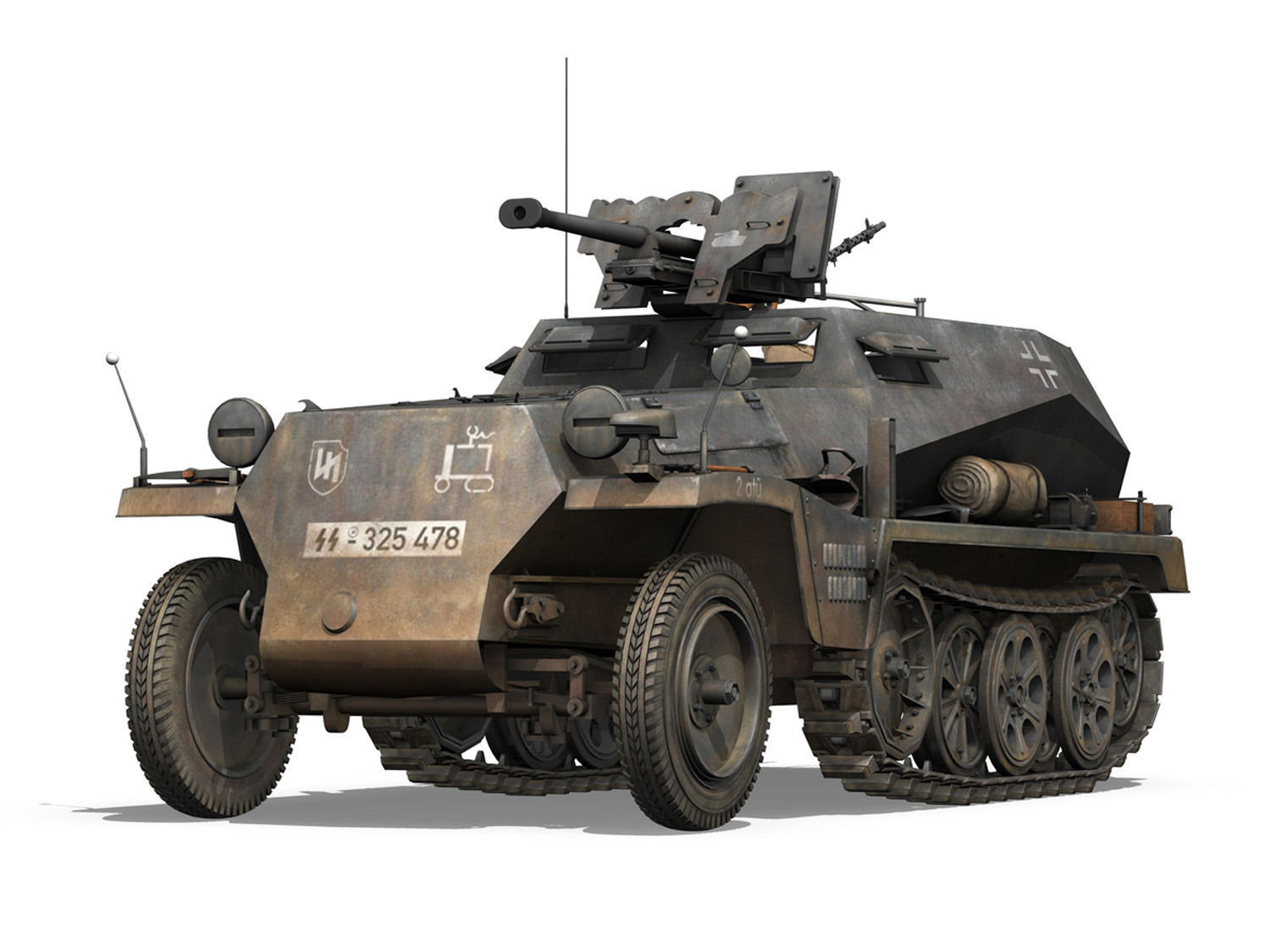 SD KFZ 250 Halftruck with sPzB 41 2 SS-PzDiv 3D model_1