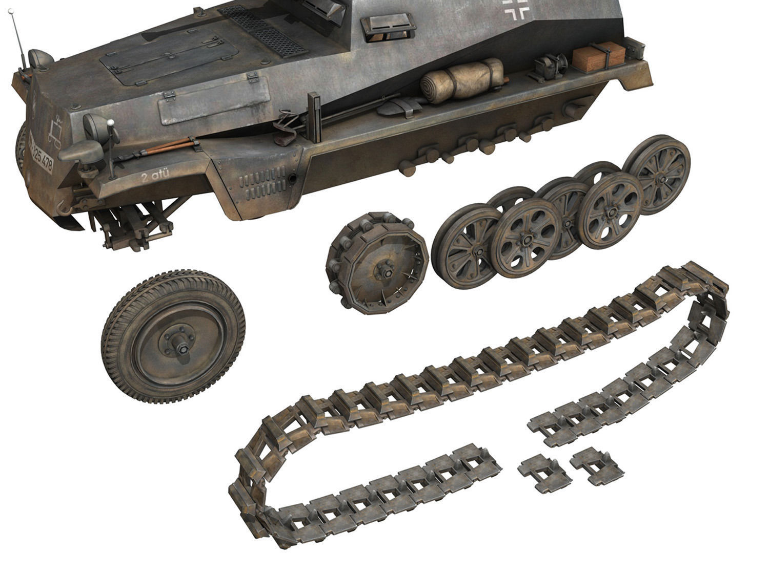 SD KFZ 250 Halftruck with sPzB 41 2 SS-PzDiv 3D model_10