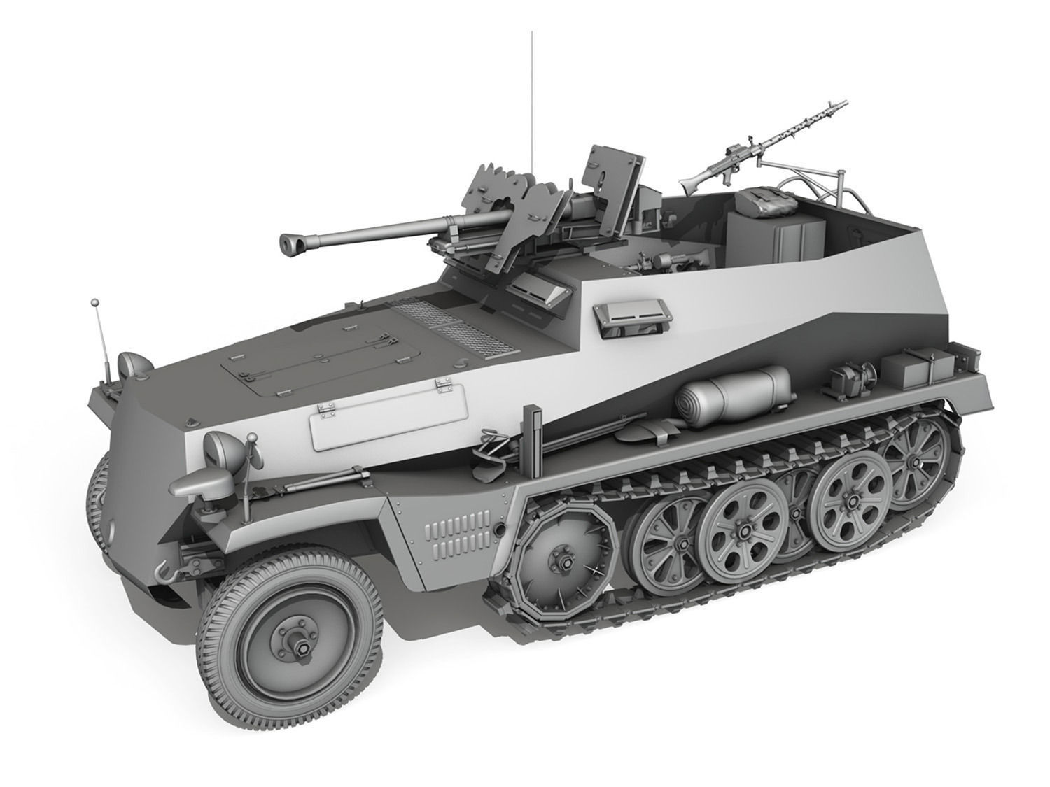 SD KFZ 250 Halftruck with sPzB 41 2 SS-PzDiv 3D model_11